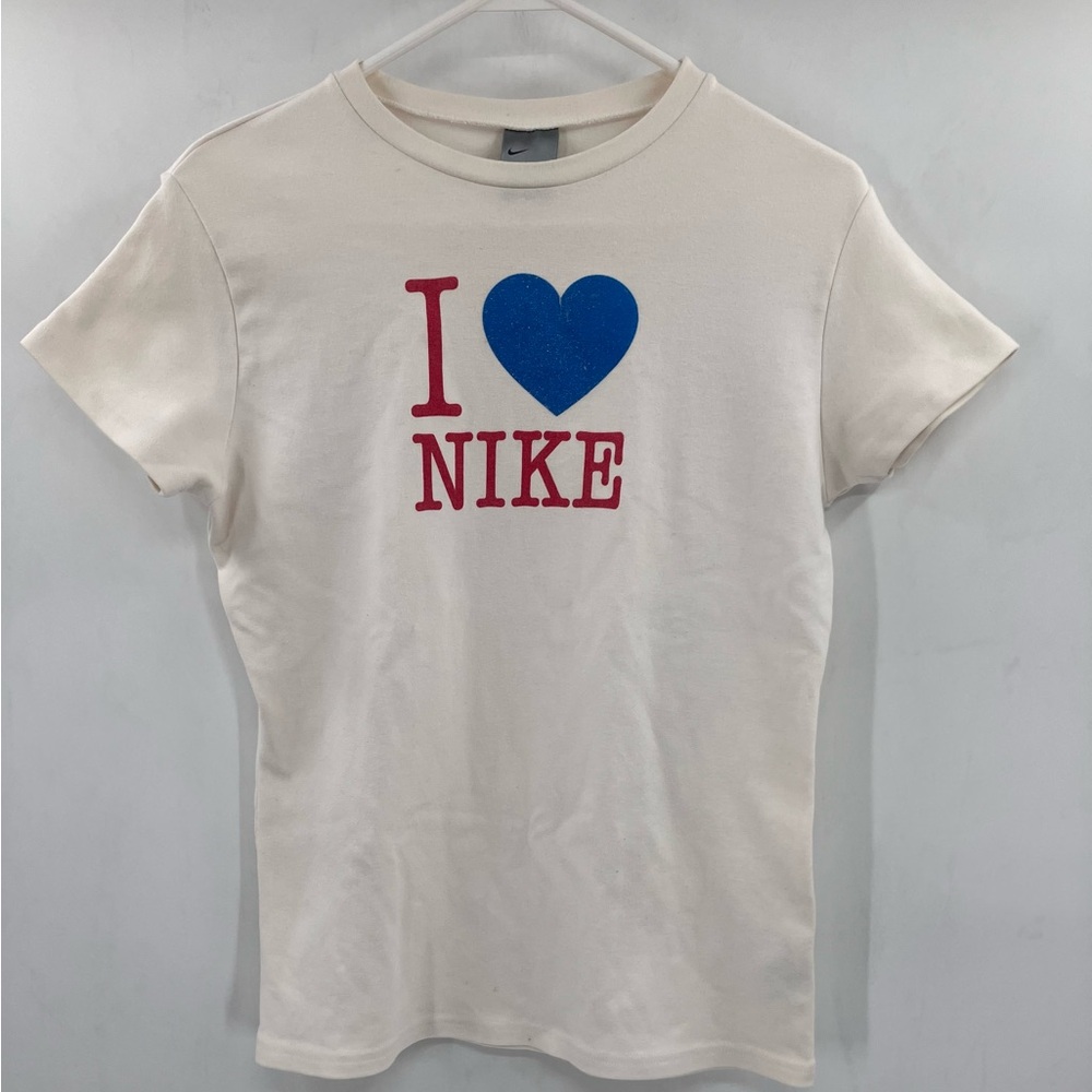 Vintage White Nike Spandex/Cotton Shirt Kids Made In USA Size 16-18